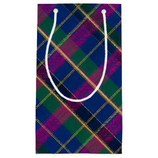 Sacola Para Presentes Pequena Tartan Winter Heritage | Diamante Cobalto e Magent