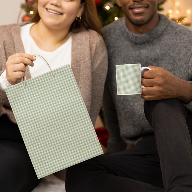 Sacola Para Presentes Pequena Tartan Xadrez Verde de Natal Russo Clássico (Criador carregado)