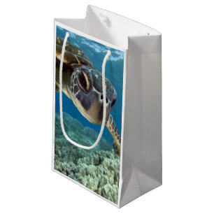 Sacola Para Presentes Pequena Tartaruga de mar verde havaiana