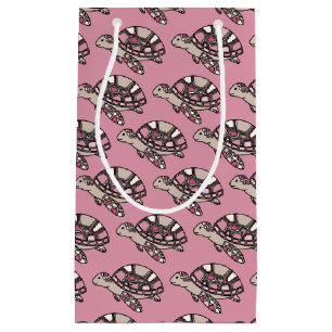 Sacola Para Presentes Pequena Tartaruga marinha rosa fofa