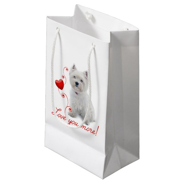 Sacola Para Presentes Pequena Te Amo Mais! Westie Gift Bag (Frente inclinada)