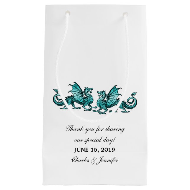 Sacola Para Presentes Pequena Teal Elegant Dragon Gift Bag (Frente)