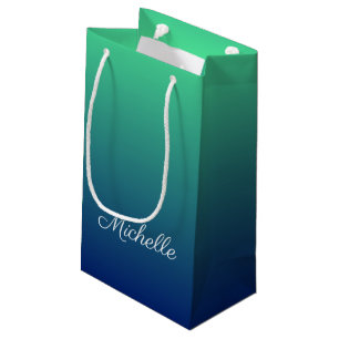 Sacola Para Presentes Pequena Tecla verde e azul personalizada