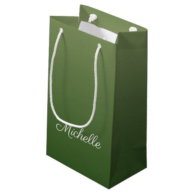 Sacola Para Presentes Pequena Tecla verde personalizada (Verso inclinado)