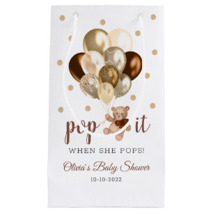 Sacola Para Presentes Pequena Teddy Bear Pop, Quando Ela Pop A Favor Do Chá de f