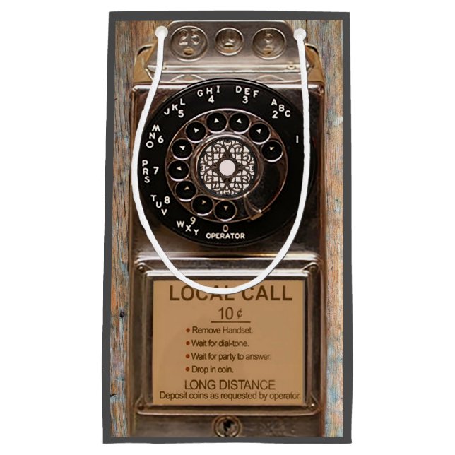 Sacola Para Presentes Pequena Telefone antigo telefone celular com telefone rota (Frente)