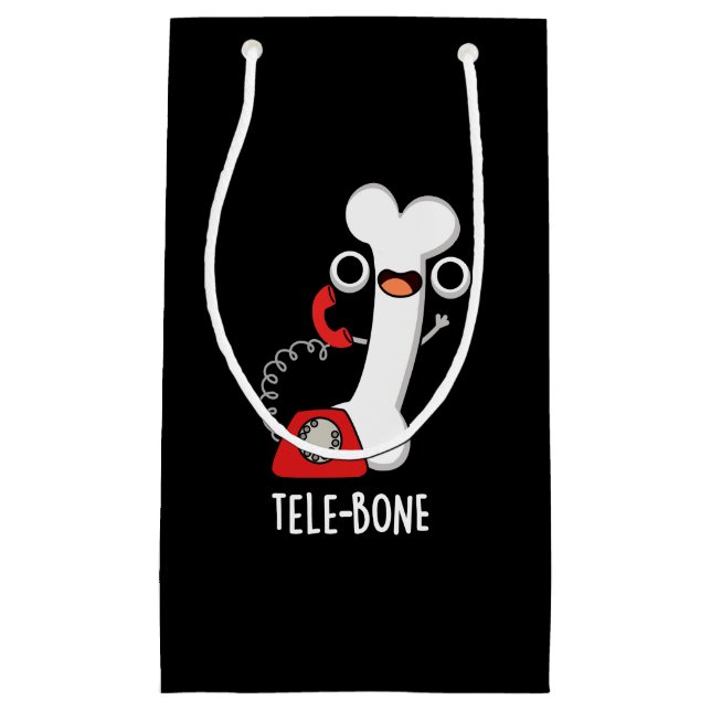 Sacola Para Presentes Pequena Telefone celular com osso engraçado Tele-osso Tron (Frente)