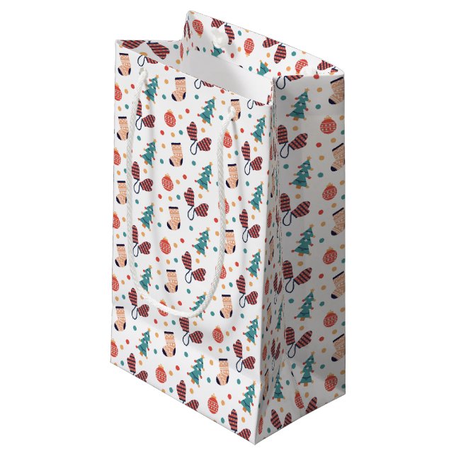 Sacola Para Presentes Pequena Tema de Natal Fofo  (Frente inclinada)