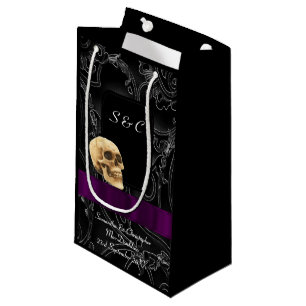 Sacola Para Presentes Pequena Tema preto-escuro do crânio gótico