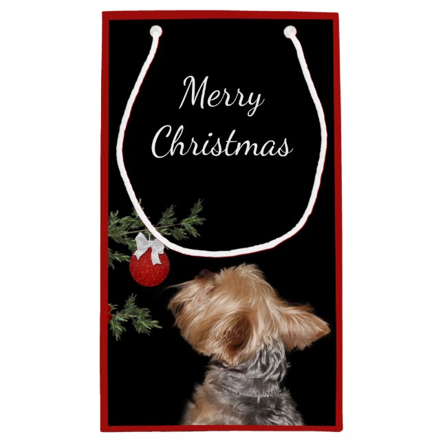 Sacola Para Presentes Pequena Tempted Yorkie Christmas (Verso)