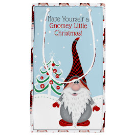 Sacola Para Presentes Pequena Tenha um Gnomey Red Gnomey Natal