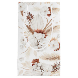 Sacola Para Presentes Pequena Terracota Flores Brancas e Marfim Botânico Boho