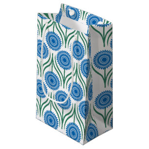 Sacola Para Presentes Pequena Teste-Branco floral moderno azul