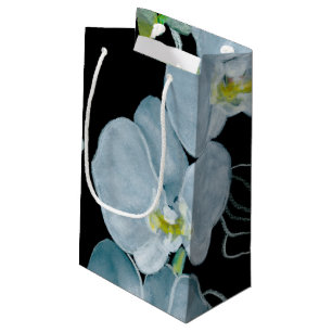 Sacola Para Presentes Pequena Teste padrão branco das orquídeas da aguarela