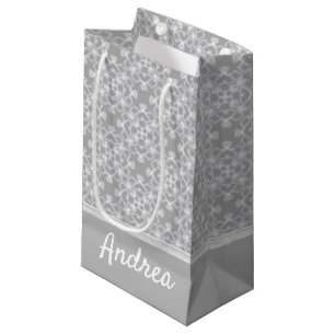 Sacola Para Presentes Pequena Teste padrão branco e cinzento personalizado