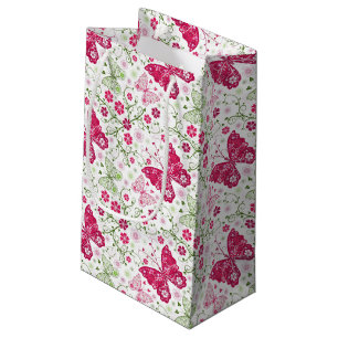 Sacola Para Presentes Pequena Teste padrão branco floral