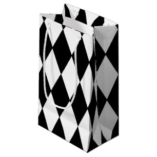 Sacola Para Presentes Pequena Teste padrão branco preto do Harlequin