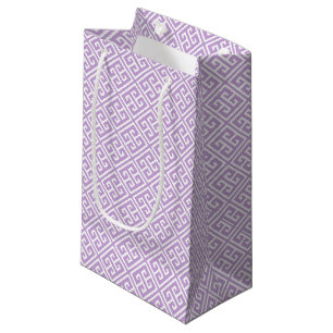 Sacola Para Presentes Pequena Teste padrão chave grego da lavanda