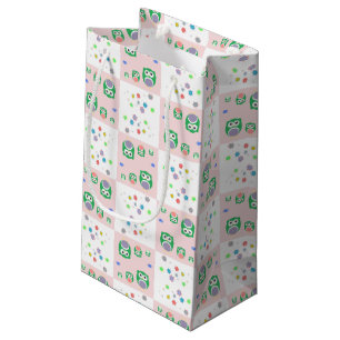 Sacola Para Presentes Pequena Teste padrão colorido da coruja para miúdos