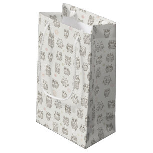Sacola Para Presentes Pequena Teste padrão com corujas