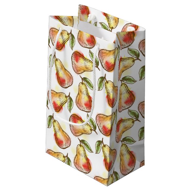 Sacola Para Presentes Pequena Teste padrão com pera (Verso inclinado)