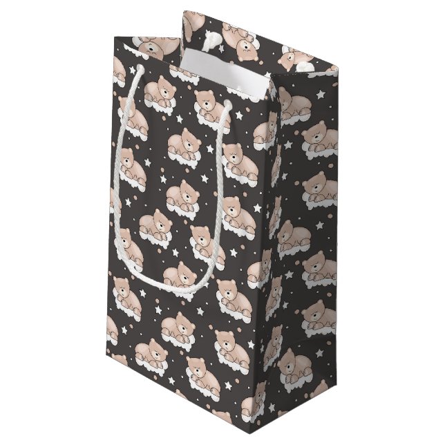 Sacola Para Presentes Pequena teste padrão com sono pequeno do urso (Verso inclinado)