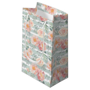 Sacola Para Presentes Pequena Teste padrão cor-de-rosa da listra de Alicia