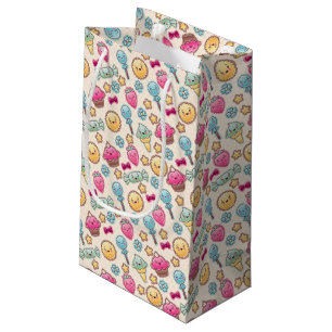 Sacola Para Presentes Pequena Teste padrão da criança de Kawaii com doodles