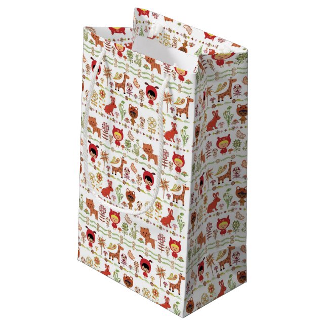 Sacola Para Presentes Pequena Teste padrão da criança e dos animais (Verso inclinado)