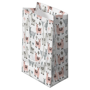 Sacola Para Presentes Pequena Teste padrão de sorriso dos lamas