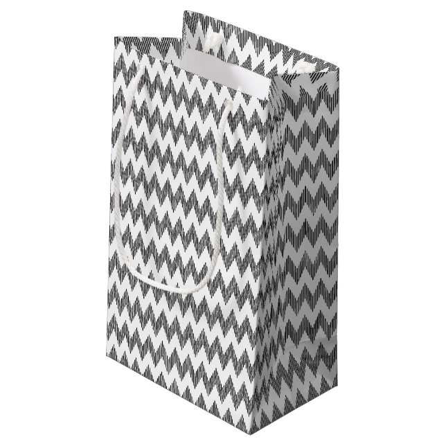 Sacola Para Presentes Pequena Teste padrão de ziguezague geométrico (Verso inclinado)