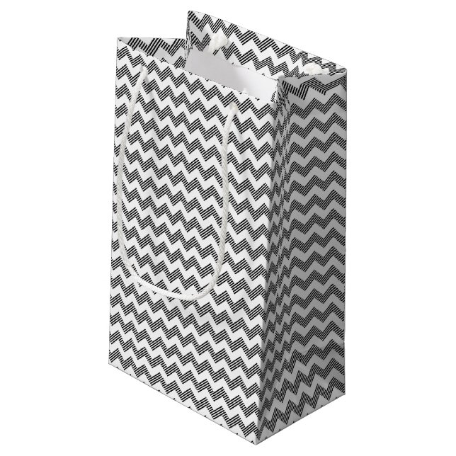 Sacola Para Presentes Pequena Teste padrão de ziguezague geométrico 2 (Verso inclinado)