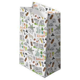 Sacola Para Presentes Pequena Teste padrão do Doodle do esboço de Ireland