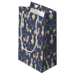 Sacola Para Presentes Pequena Teste padrão do lama da celebração