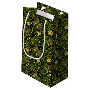 Sacola Para Presentes Pequena Teste padrão do Verde-ouro do primavera