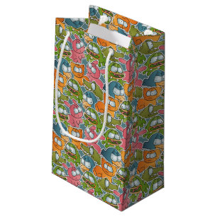 Sacola Para Presentes Pequena Teste padrão do vintage com animais dos desenhos