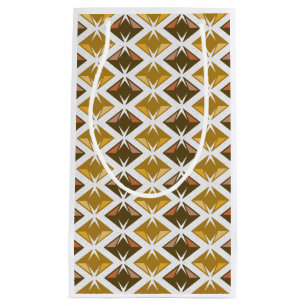 Sacola Para Presentes Pequena Teste padrão dourado dos diamantes gráfico