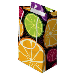 Sacola Para Presentes Pequena Teste padrão e fundo alaranjados