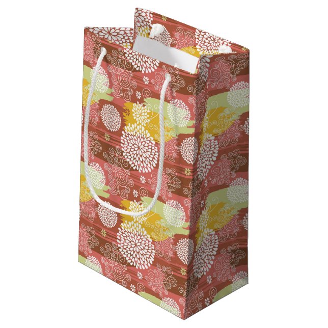 Sacola Para Presentes Pequena Teste padrão floral 2 (Verso inclinado)