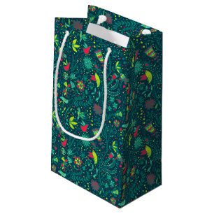 Sacola Para Presentes Pequena Teste padrão floral com pássaros 2 dos desenhos