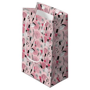 Sacola Para Presentes Pequena Teste padrão floral cor-de-rosa dos produtos de