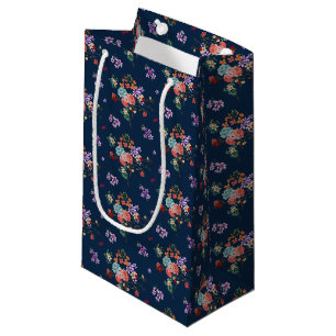 Sacola Para Presentes Pequena Teste padrão floral do buquê cor-de-rosa
