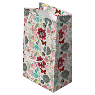 Sacola Para Presentes Pequena Teste padrão floral no estilo retro 5