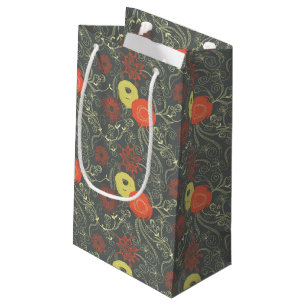 Sacola Para Presentes Pequena Teste padrão floral retro
