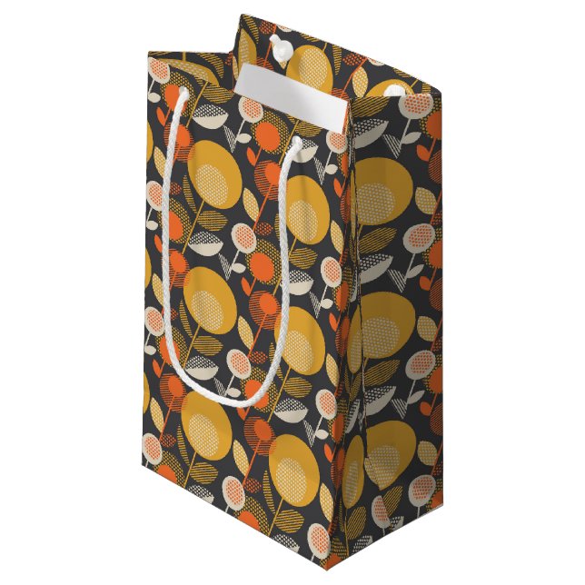 Sacola Para Presentes Pequena Teste padrão floral retro clássico (Frente inclinada)