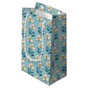 Sacola Para Presentes Pequena Teste padrão moderno da folha floral do meio
