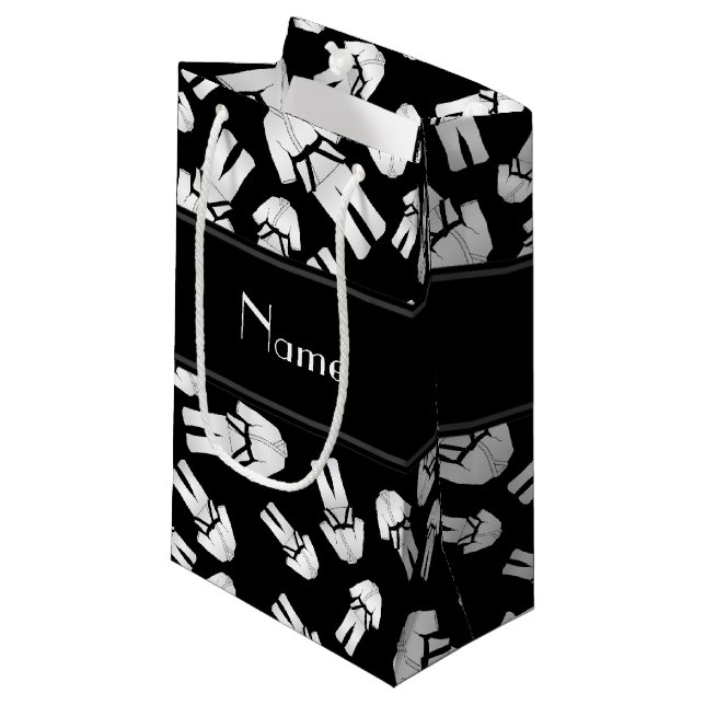 Sacola Para Presentes Pequena Teste padrão preto conhecido personalizado do (Frente inclinada)