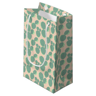 Sacola Para Presentes Pequena Teste padrão verde & cor-de-rosa do cacto
