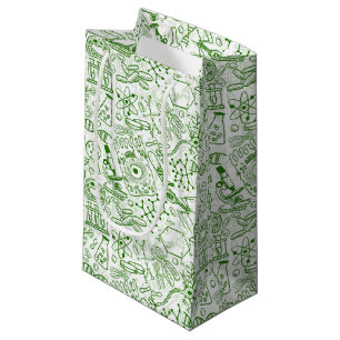 Sacola Para Presentes Pequena Teste padrão verde da biologia