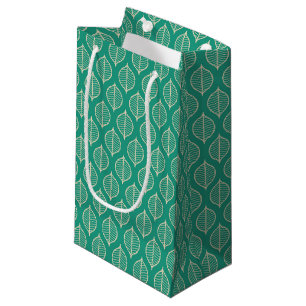 Sacola Para Presentes Pequena Teste padrão verde estilizado da folha